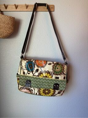 Fossil Keyper Canvas Coated Floral Messenger Crossbody Bag